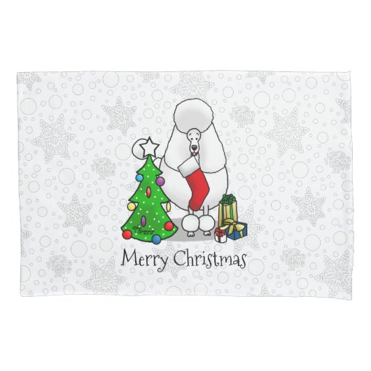 Vrolijk kerstboomtje 2 Poodle (white) Kussensloop (Voorkant-Links)