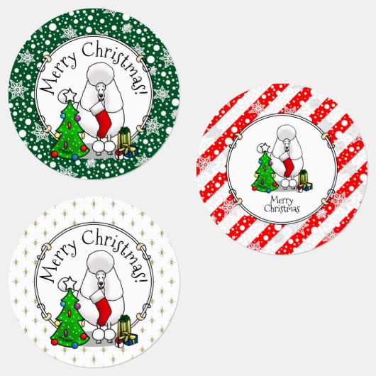 Vrolijk kerstboomtje 2 Poodle (white) Labels (Groep)