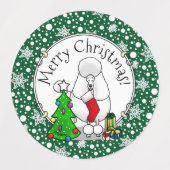 Vrolijk kerstboomtje 2 Poodle (white) Labels (Design 1)