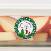 Vrolijk kerstboomtje 2 Poodle (white) Labels (Aangebracht)