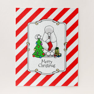Vrolijk kerstboomtje 2 Poodle (white) Legpuzzel