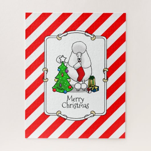 Vrolijk kerstboomtje 2 Poodle (white) Legpuzzel (Verticaal)
