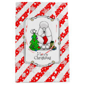 Vrolijk kerstboomtje 2 Poodle (white) Medium Cadeauzakje (Voorkant)
