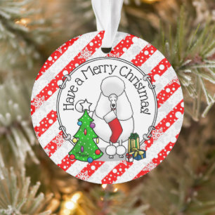 Vrolijk kerstboomtje 2 Poodle (white) Ornament