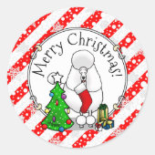 Vrolijk kerstboomtje 2 Poodle (white) Ronde Sticker (Voorkant)