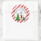 Vrolijk kerstboomtje 2 Poodle (white) Ronde Sticker (Tas)
