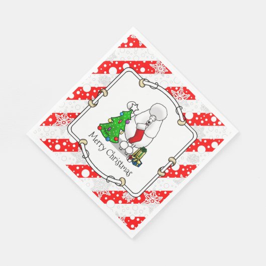 Vrolijk kerstboomtje 2 Poodle (white) Servet (Hoek)