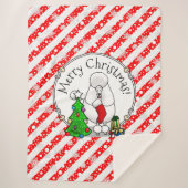 Vrolijk kerstboomtje 2 Poodle (white) Sherpa Deken (Voorkant)