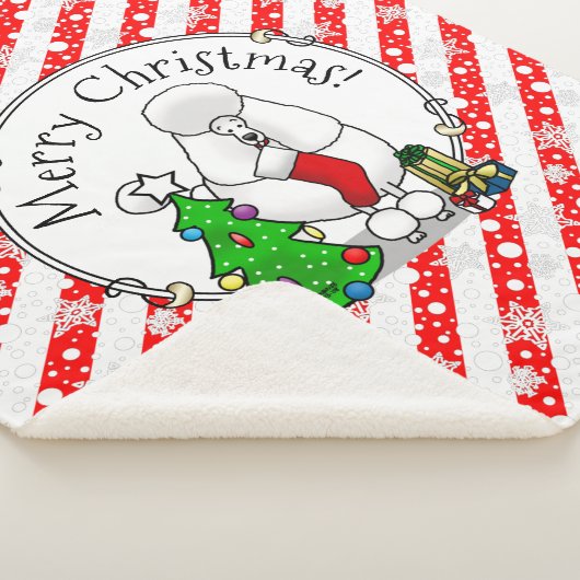 Vrolijk kerstboomtje 2 Poodle (white) Sherpa Deken (3/4)