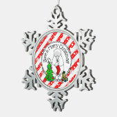 Vrolijk kerstboomtje 2 Poodle (white) Tin Sneeuwvlok Ornament (Rechts)