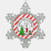 Vrolijk kerstboomtje 2 Poodle (white) Tin Sneeuwvlok Ornament (Voorkant)