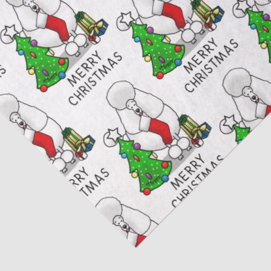 Vrolijk kerstboomtje 2 Poodle (white) Tissuepapier (Detail)