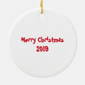 Vrolijk kerstboomtje met een sneeuwvogel op een keramisch ornament (Achterkant)