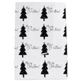 Vrolijk kerstboomzwart en wit medium cadeauzakje (Achterkant)