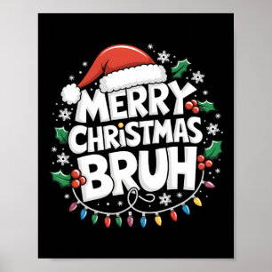 Vrolijk kerstborstel Gelukkig kerstgezin Xmas C Poster