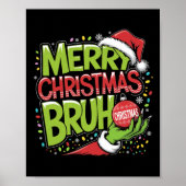 Vrolijk Kerstborstel Groene Hand Santa Hat Xmas Fa Poster (Voorkant)
