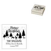Vrolijk kerstbos dieren, herten en bomen rubberstempel (Gestempeld)
