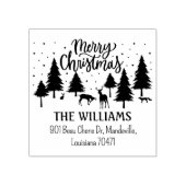 Vrolijk kerstbos dieren, herten en bomen rubberstempel (Afrduk)