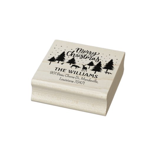 Vrolijk kerstbos dieren, herten en bomen rubberstempel (Stempel)