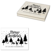 Vrolijk kerstbos dieren, herten en bomen rubberstempel (Gestempeld)