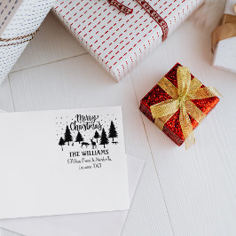 Vrolijk kerstbos dieren, herten en bomen rubberstempel