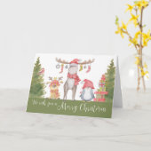 Vrolijk kerstbos Dieren Kaart (Gele Bloem)