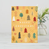 Vrolijk kerstbos - een feestelijk bos feestdagenkaart (Staand voorkant)