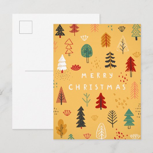 Vrolijk kerstbos - een feestelijk bos feestdagenkaart (Voorkant / Achterkant)