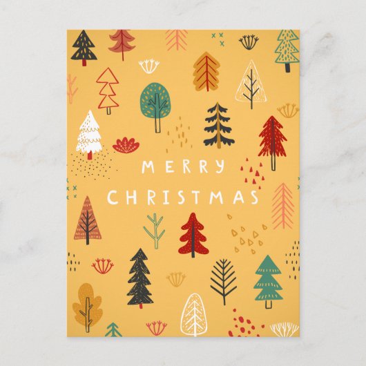 Vrolijk kerstbos - een feestelijk bos feestdagenkaart (Voorkant)