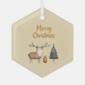 Vrolijk kerstbos glas ornament (Voorkant)