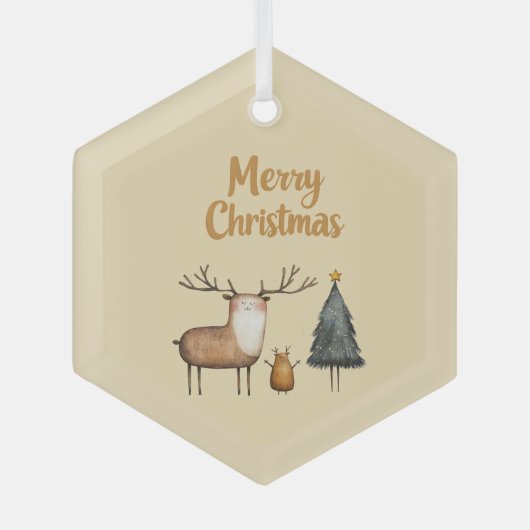 Vrolijk kerstbos glas ornament (Voorkant)