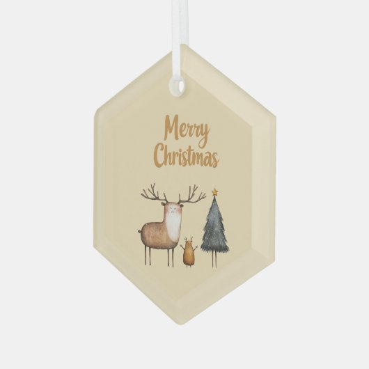 Vrolijk kerstbos glas ornament (Voorkant links)