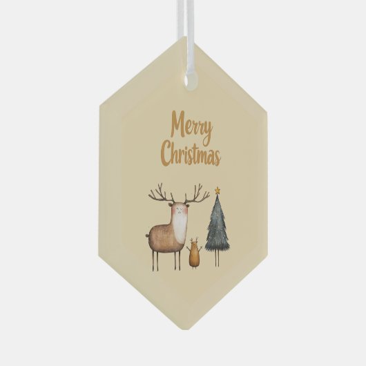 Vrolijk kerstbos glas ornament (Voorkant Rechts)