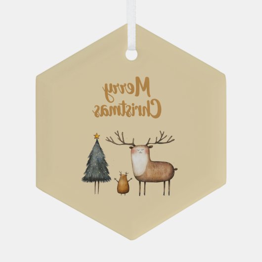 Vrolijk kerstbos glas ornament (Achterkant)