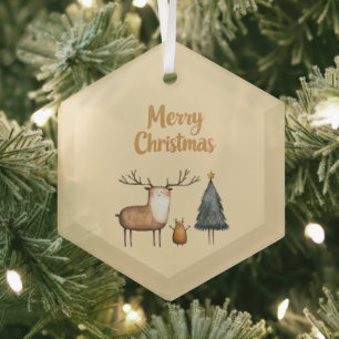 Vrolijk kerstbos glas ornament