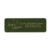 Vrolijk kerstbos groen goud retour adres etiket (Voorkant)