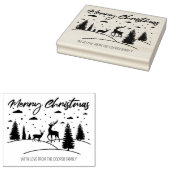 Vrolijk kerstbos Herten en Bomen Rubberstempel (Gestempeld)