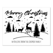 Vrolijk kerstbos Herten en Bomen Rubberstempel (Afrduk)