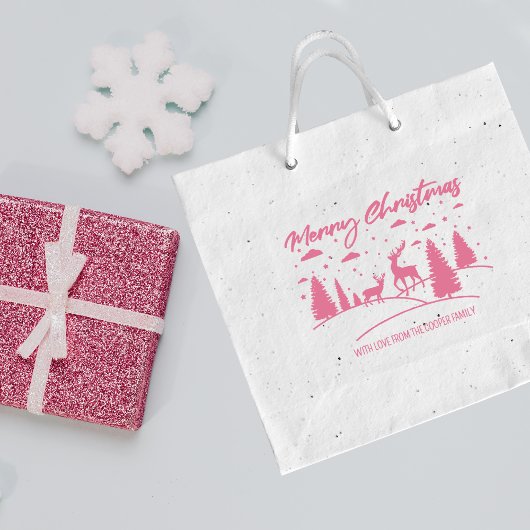 Vrolijk kerstbos Herten en Bomen Rubberstempel