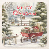  vrolijk kerstbos kartonnen onderzetters (Voorkant)