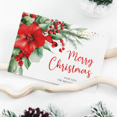 Vrolijk kerstbotanisch groen feestdagenkaart