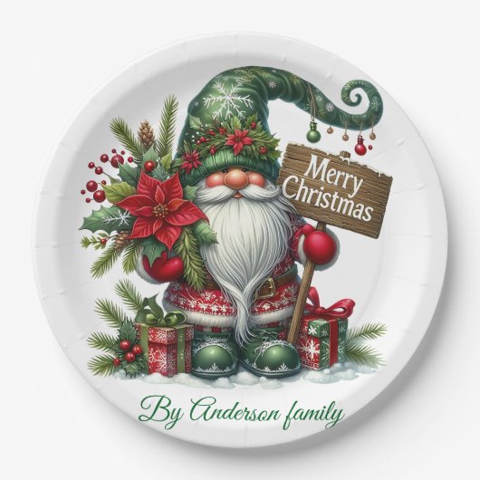 Vrolijk kerstBriefkaart Papieren Bordje (Voorkant)