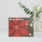 Vrolijk kerstBriefkaart - Poinsettia en sterren Briefkaart (Staand voorkant)