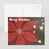 Vrolijk kerstBriefkaart - Poinsettia en sterren Briefkaart (Voorkant / Achterkant)