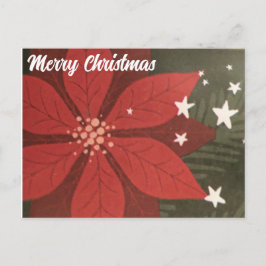 Vrolijk kerstBriefkaart - Poinsettia en sterren Briefkaart