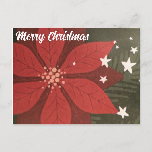 Vrolijk kerstBriefkaart - Poinsettia en sterren Briefkaart (Voorkant)