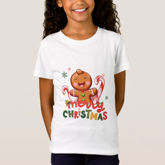 Vrolijk kerstbrood en snoepriet - t-shirt (Voorkant)