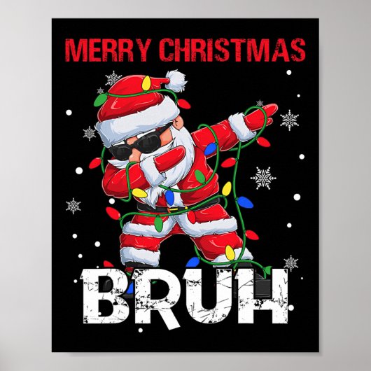 Vrolijk Kerstbruh Dabbing Santa Boys Kinder Xmas Poster (Voorkant)