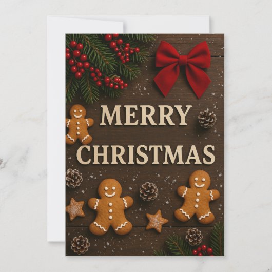 Vrolijk kerstbruin kerstkoekjes feestdagenkaart (Voorkant)