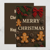 Vrolijk kerstbruin kerstkoekjes feestdagenkaart (Voorkant / Achterkant)